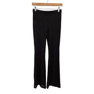 H&M Divided Pants Bootcut Open Knit Black Womens Sz XS Panty Lined High Rise NEW